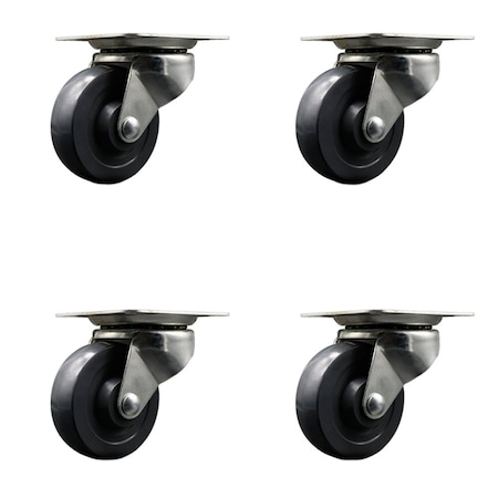 Service Caster 4'' General Duty Dolly Hard Rubber Wheel Swivel Top Plate Caster, 4PK SCC-10S414-HRS-GRY-4